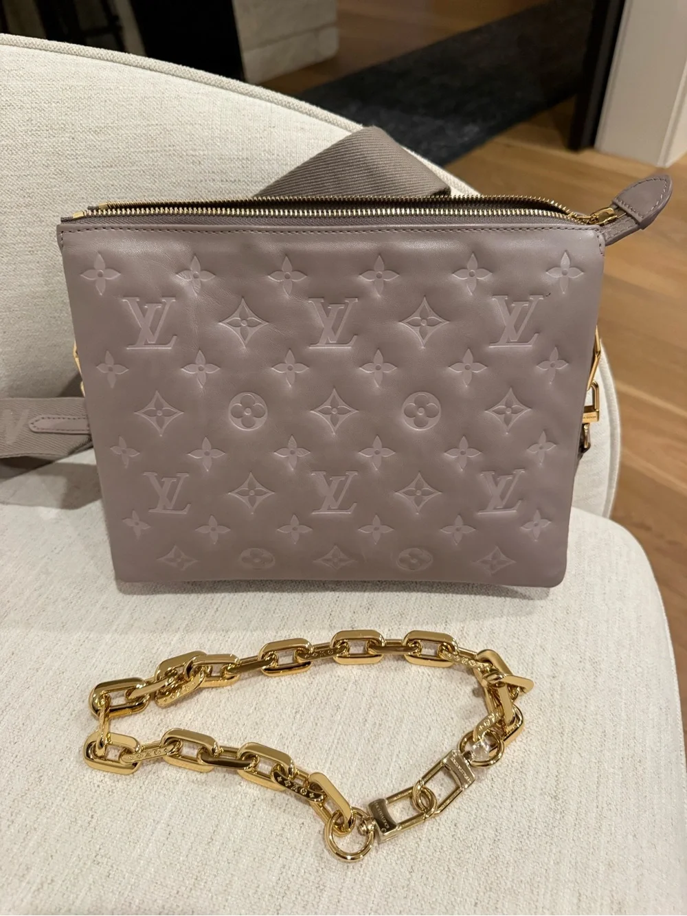 Louis Vuitton Coussin PM Taupe Monogram Lambskin Bag
